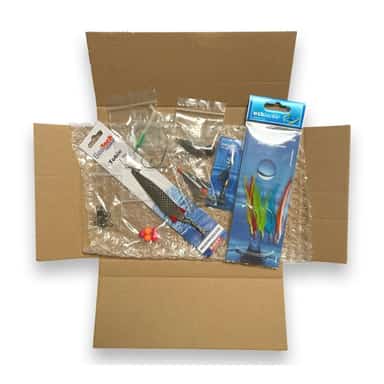 Spinning kit contents including spinners, swivels, hooks and weights