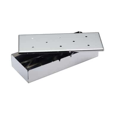 BBQ smoker box on a barbecue producing smoke