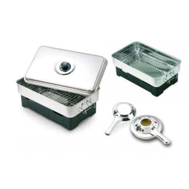 Portable stainless steel hot smoker cooker with burners and smoking accessories