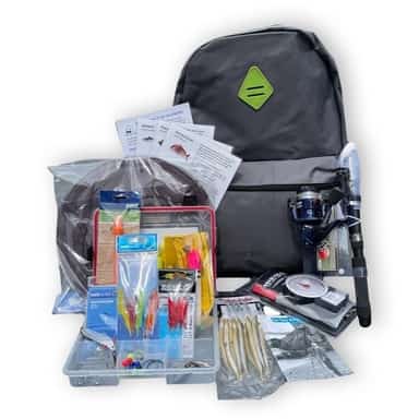 Telescopic Plus travel sea fishing kit with grey backpack from Down The Cove