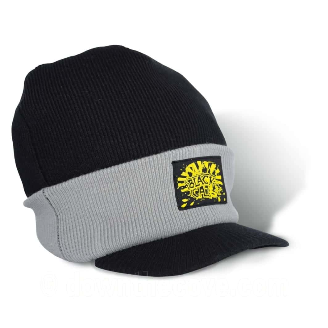 Rhino Black Cat black and grey fishing hat with peak from Down The Cove