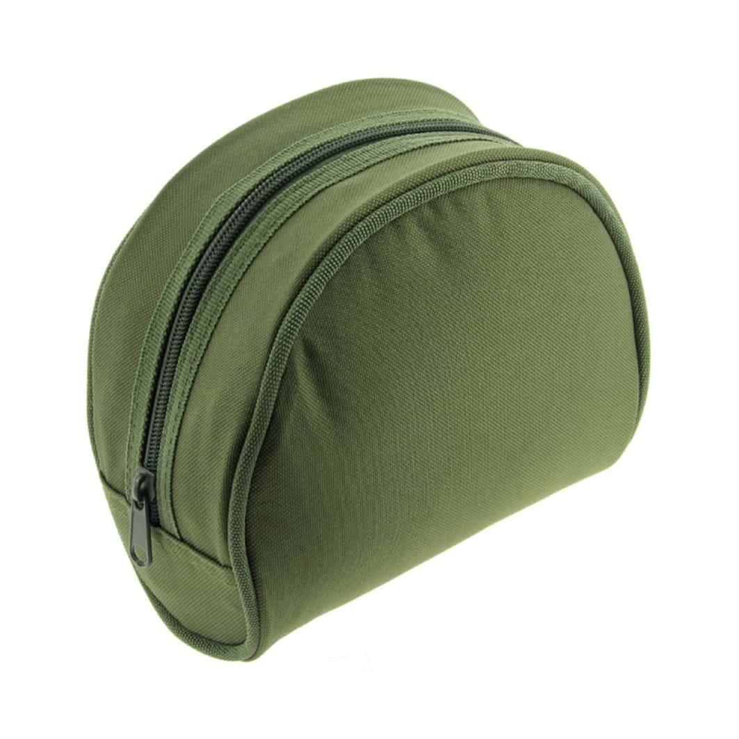 NGT padded fishing reel case in olive green from Down The Cove