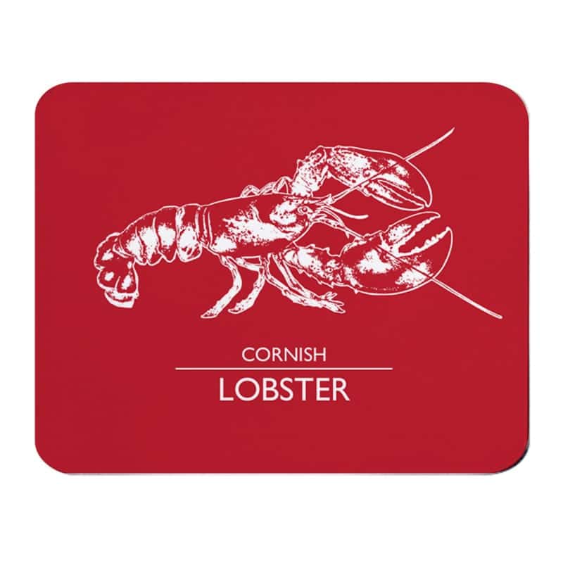 Cornish lobster tablemat in wipe-clean melamine with cork base from Down The Cove