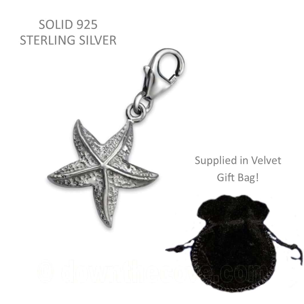 Rhodium Plated Silver Starfish Charm 15mm image 1