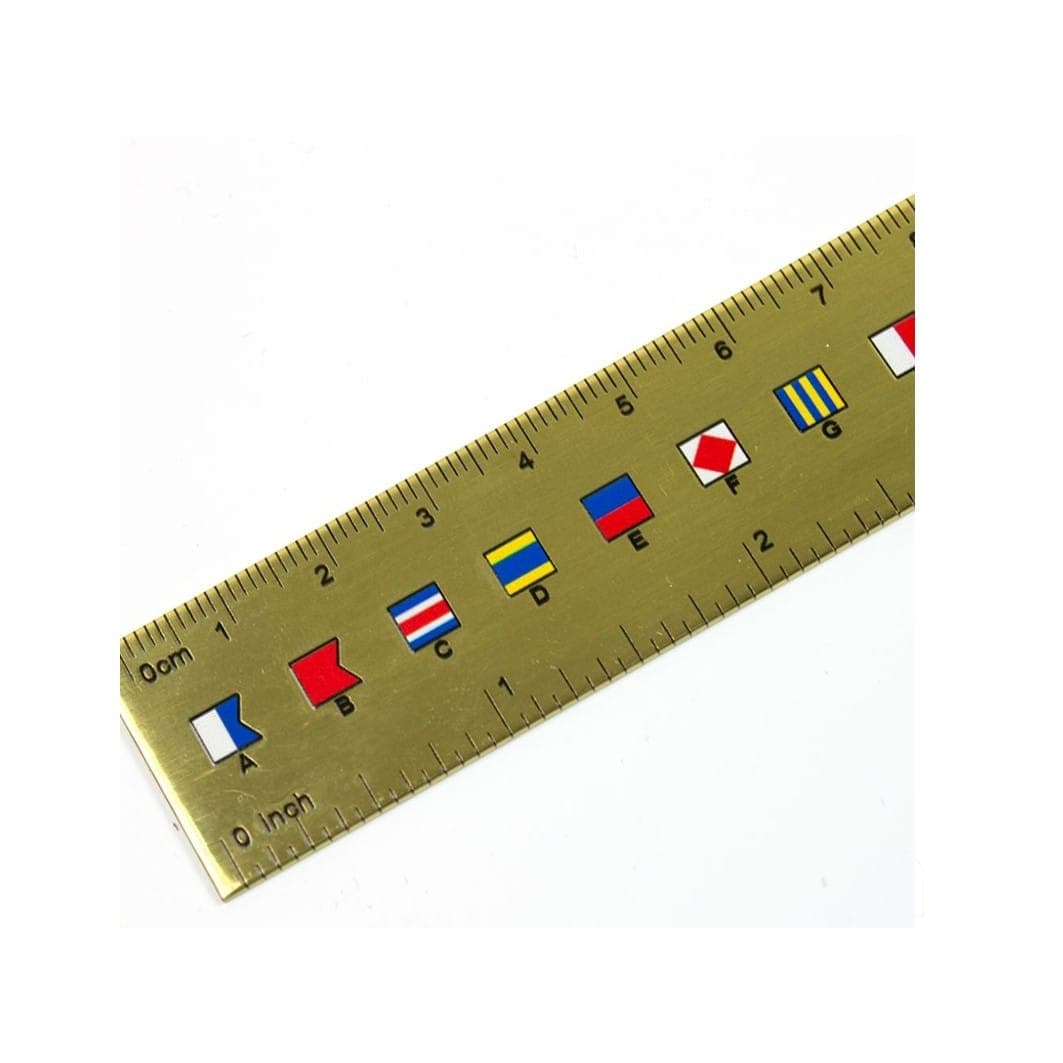 Nautical Brass Ruler with Code Flags