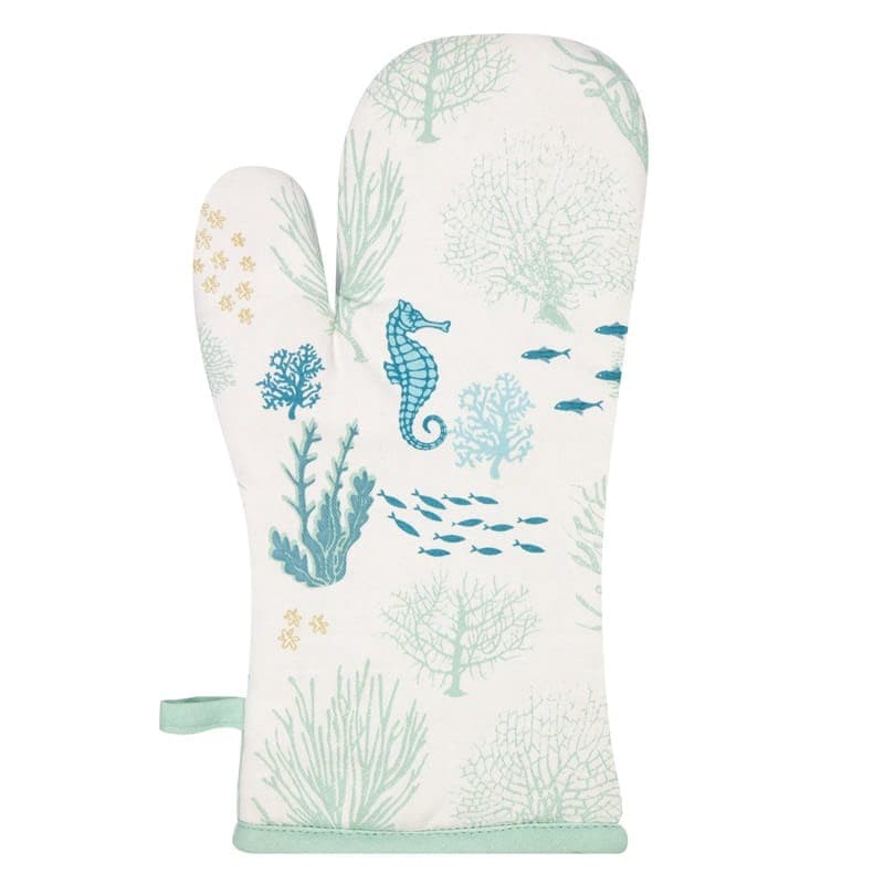 Green Coral Design Single Oven Mitt