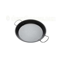 KitchenCraft 32cm non-stick paella pan with black sides, a dimpled base and two steel side handles
