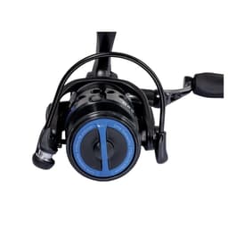 Front view of the Zebco Z-Cast SR 340 reel showing its blue and black spool with line capacity markings