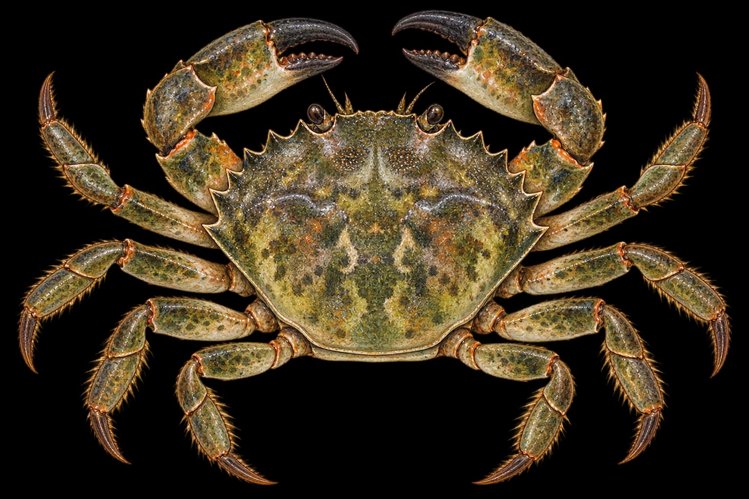 Common shore crab identification illustration