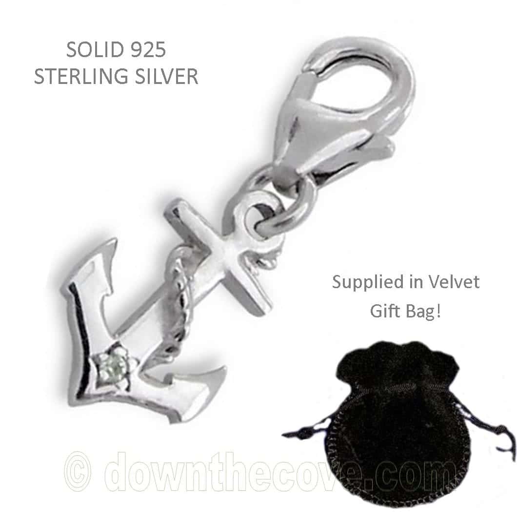 Silver Anchor Charm With Lobster Clasp image 1