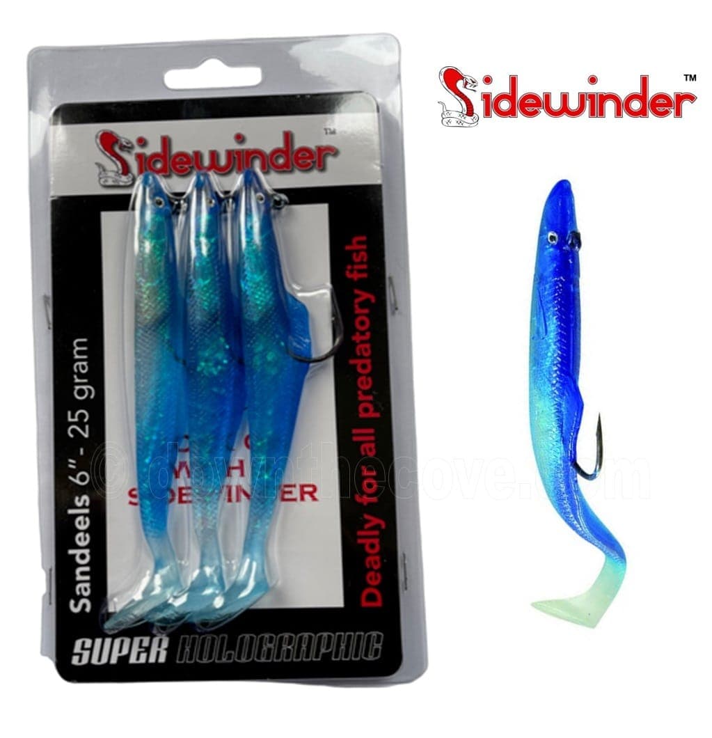 Sidewinder 25g Sandeel - 6" Blue - Super Holographic image 1