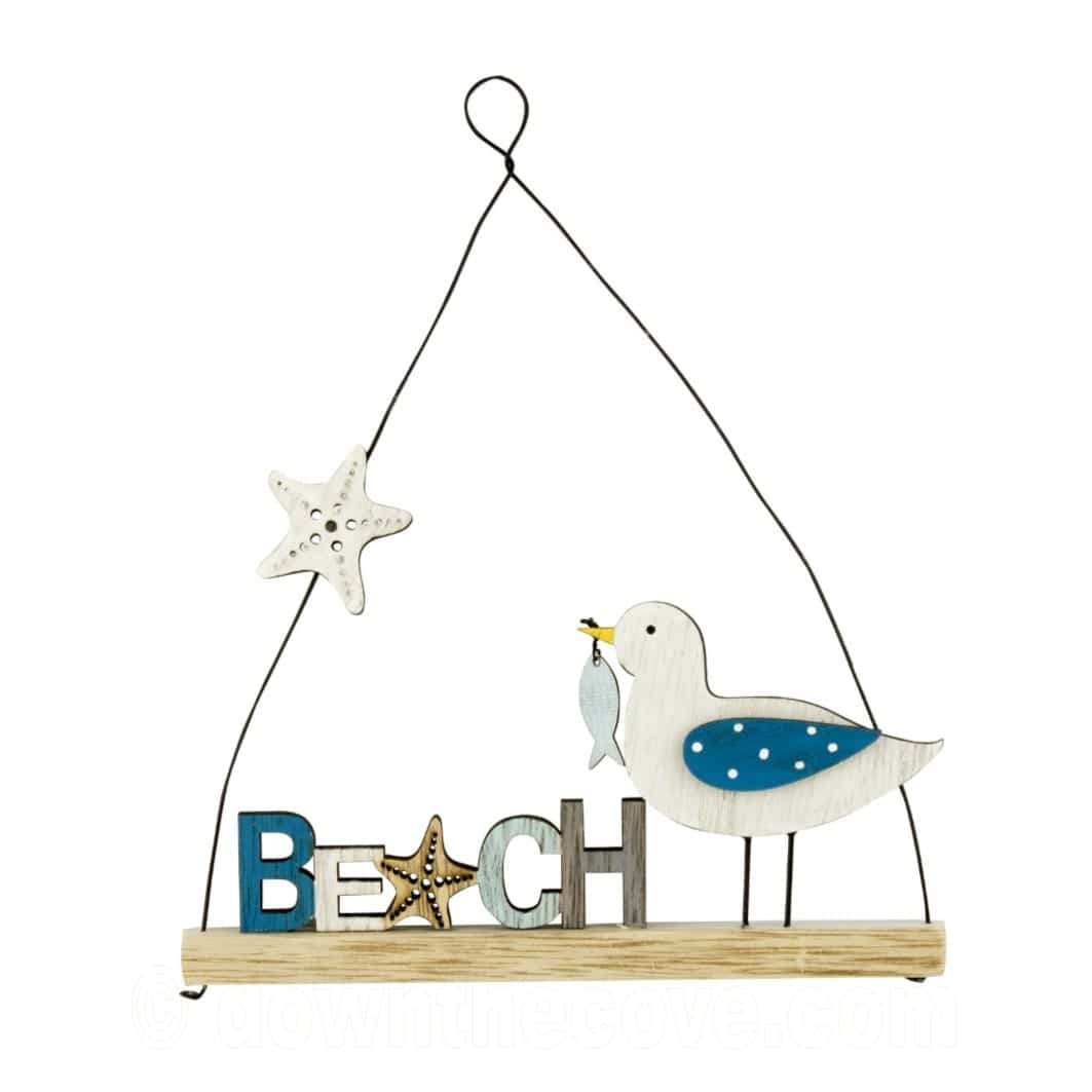Beach Sign With Seagull Wooden Hanging Sign image 1