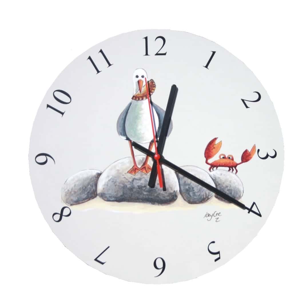 Large Pasty Thief Clock 30cm Cornwall Seagull Clock image 1