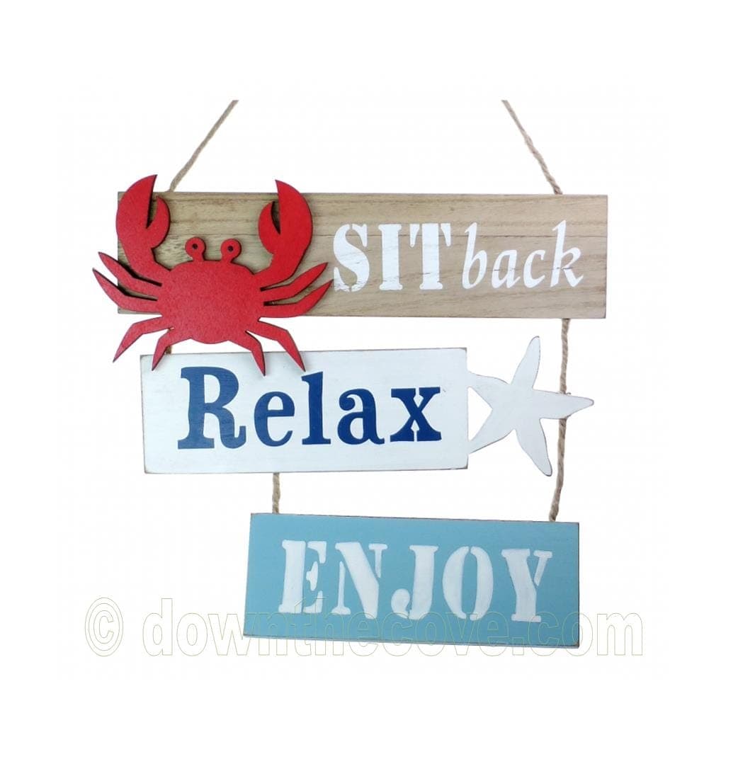 Relax Hanging Sign With Crab And Starfish Detail image 1