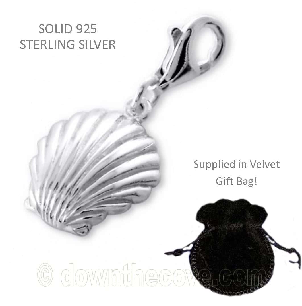 Silver Shell Charm 12mm With Lobster Clasp image 1