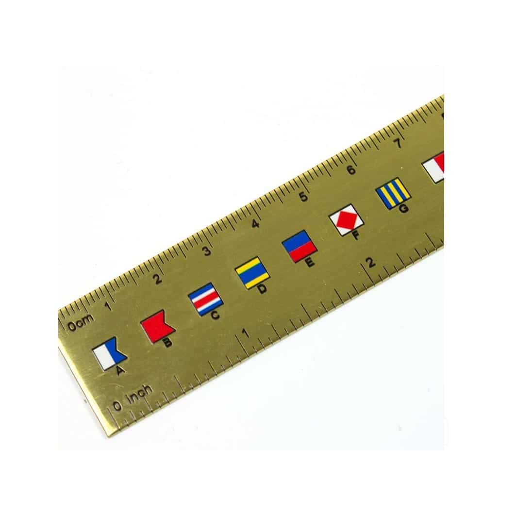 Nautical solid brass ruler with International Code of Signals flags from Down The Cove