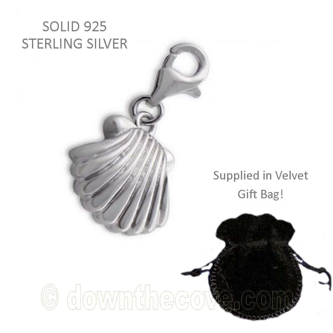 Silver Shell Charm 13mm With Lobster Clasp image 1