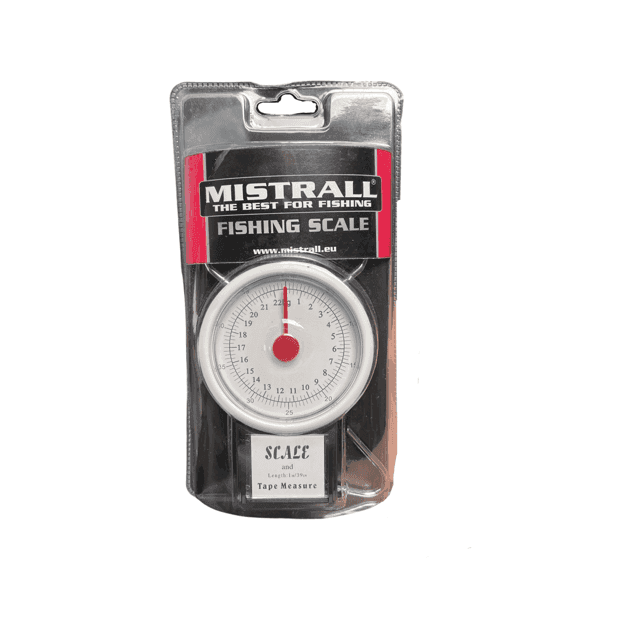 Mistrall fishing scales with an integral tape measure, weighing up to 50lb