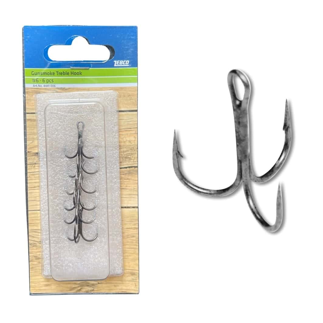 Zebco Gunsmoke size 6 barbed treble hooks from Down The Cove