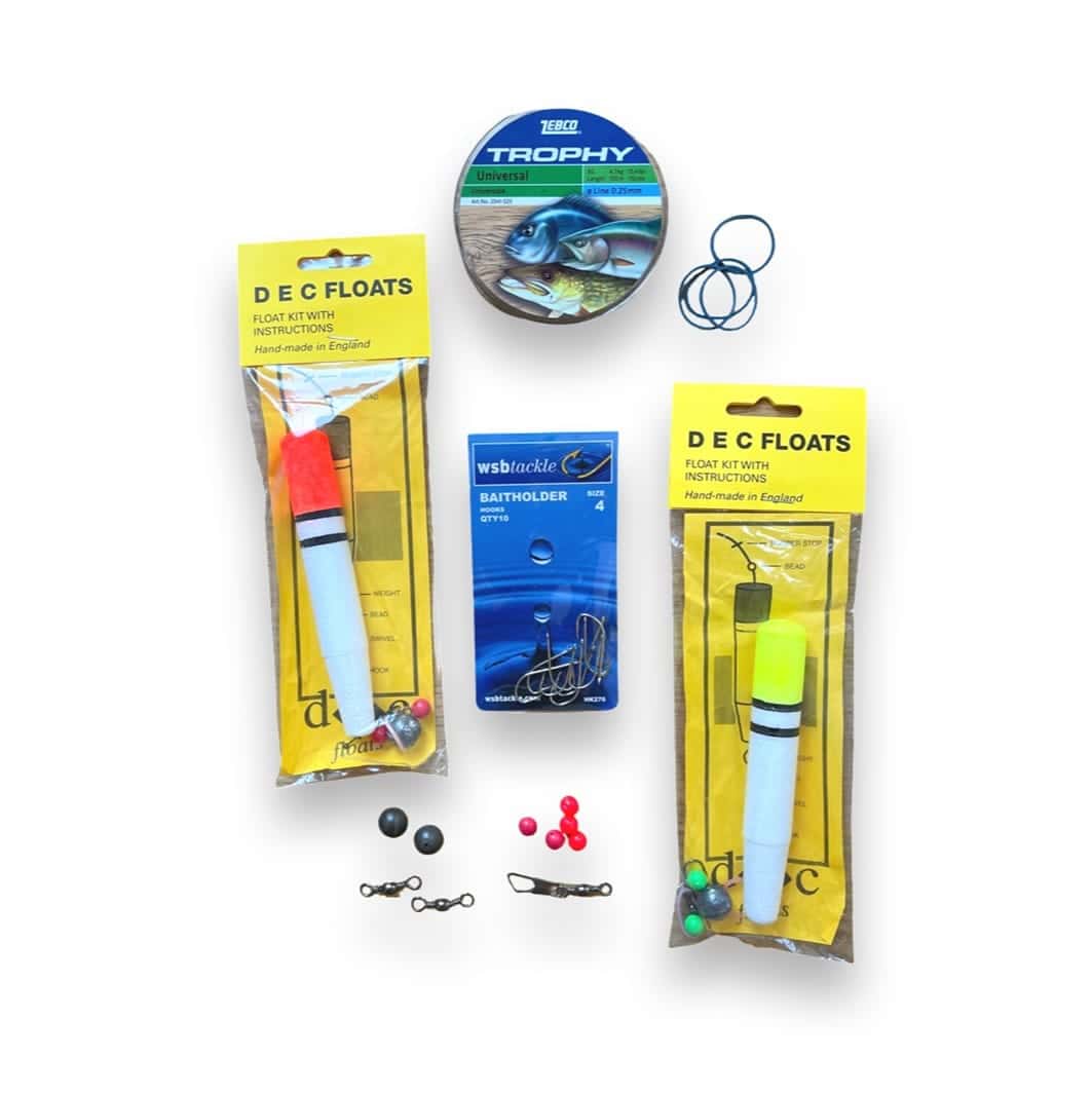 Float fishing tackle kit from Down The Cove with floats, hooks, line and weights