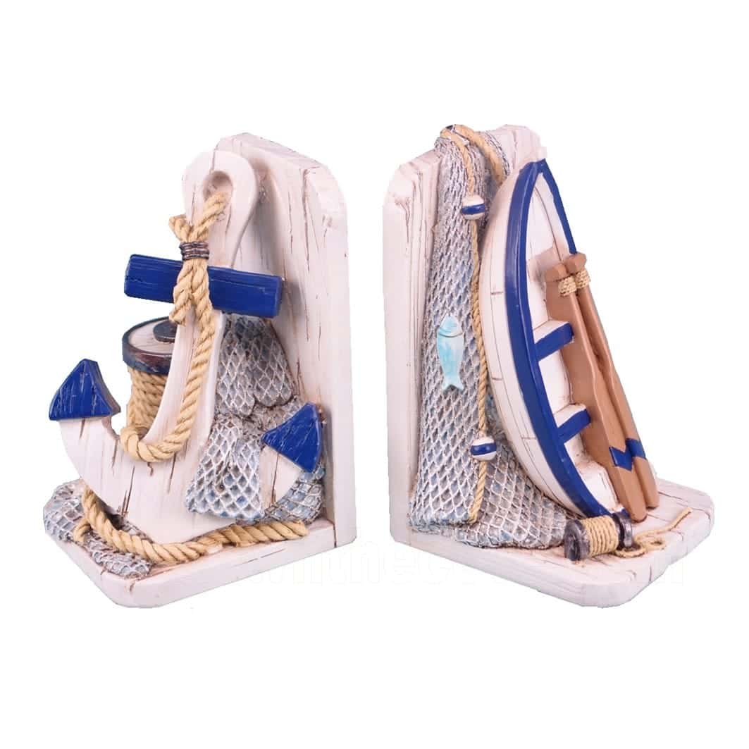 Pair of nautical fishing-net book ends in polyresin from Down The Cove