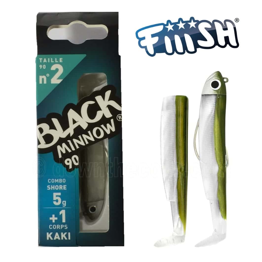 Fiiish Black Minnow 90 Shore 5g Khaki Bass Lure Combo image 1