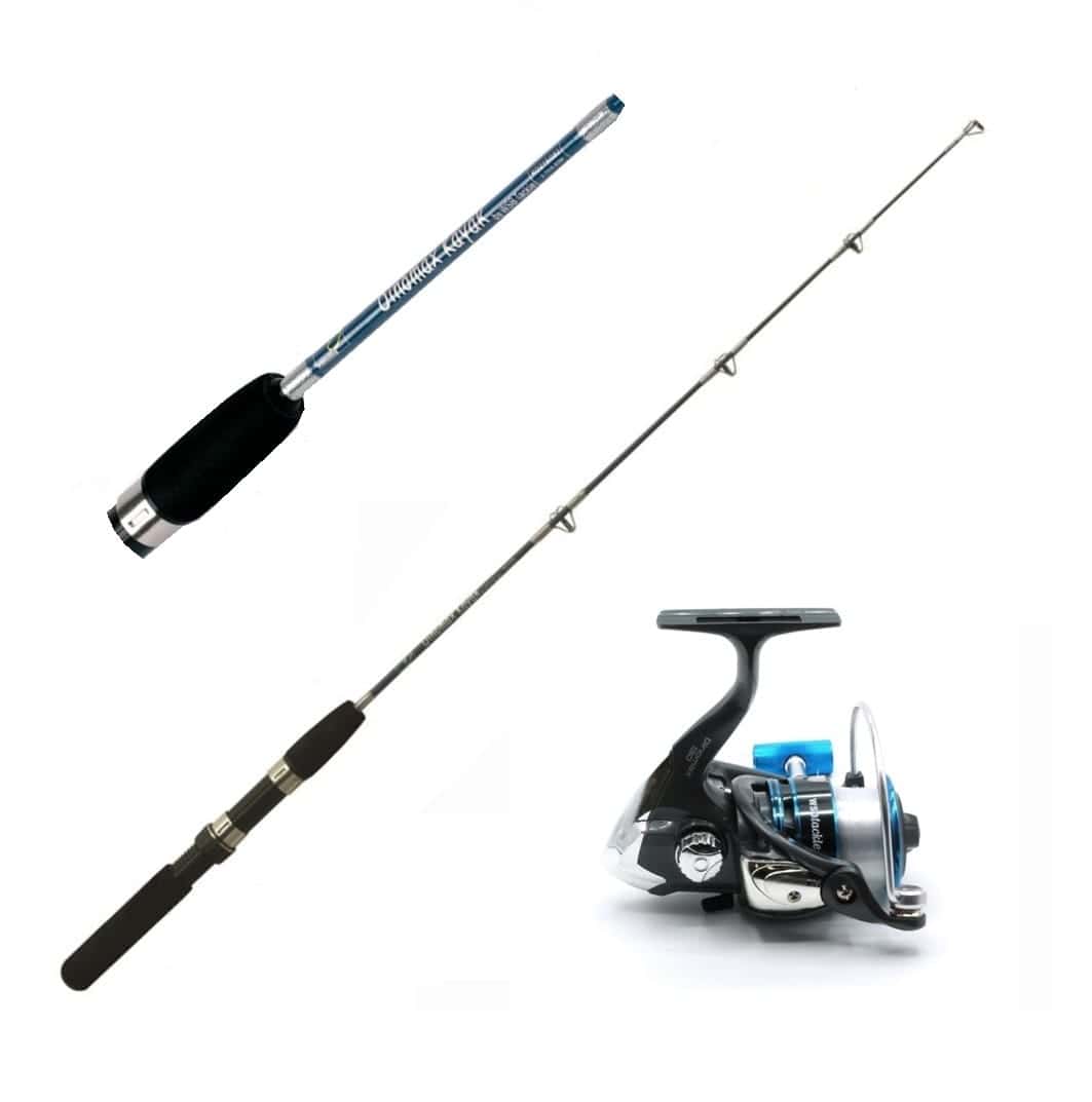 Dinomax Kayak Rod and Reel Combo from Down The Cove, a compact travel fishing setup