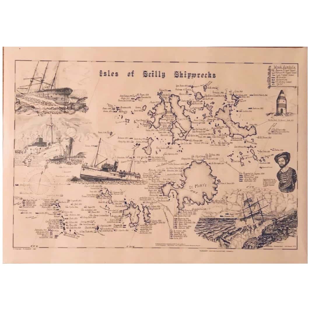 Planaship Isles of Scilly Shipwrecks Map Print 63 x 45cm image 1