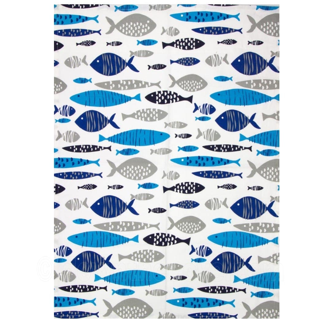 Blue Fish Design Tea Towel image 1