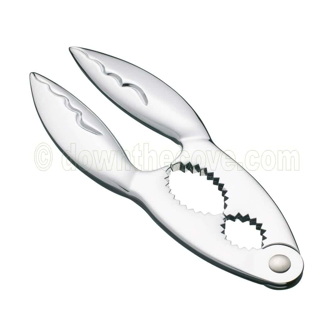 MasterClass polished steel crab and lobster cracker shaped like claws, with two serrated cracking holes