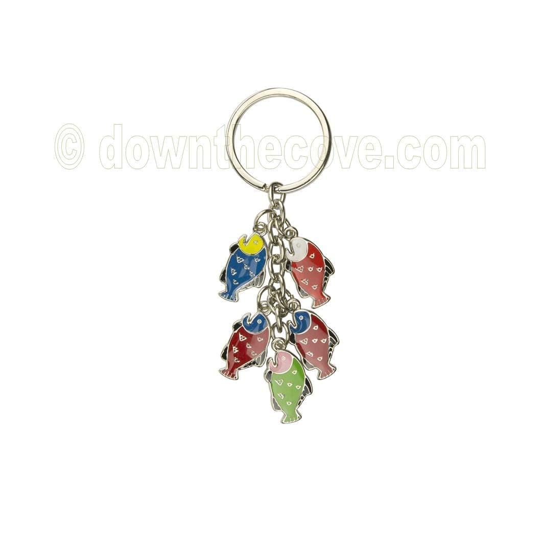 Fish Charms Keyring With Five Coloured Charms image 1