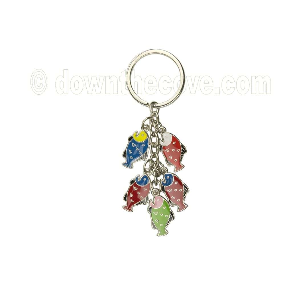 Fish Charms Keyring With Five Coloured Charms image 1