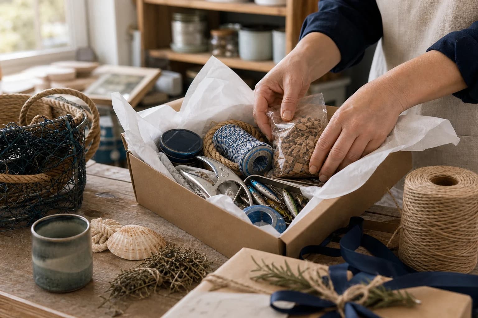 Coastal kit being packed by hand at Down The Cove