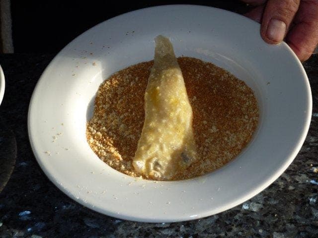 Now dip the fish into the breadcrumbs and shake any excess off