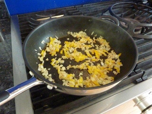 Add some chopped sweet peppers or chopped celery and saute for a couple more minutes