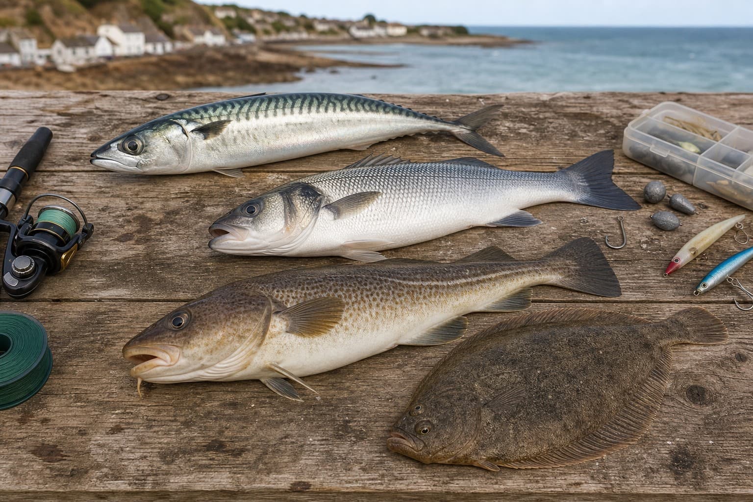 Mackerel, bass, cod and flatfish shown as distinct common UK sea-fishing species